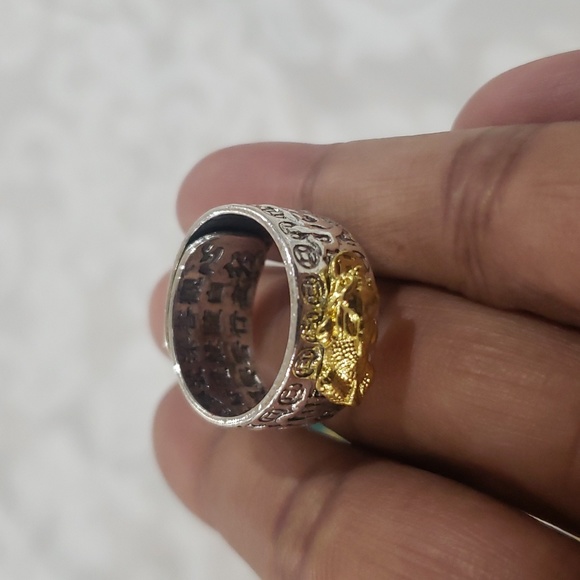 Men Feng Shui with Pixiu Shaped Meaningful Good Luck Rings Cool Jewelry - Picture 5 of 5